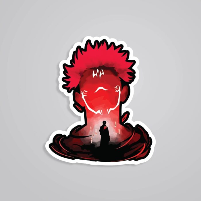 Ryomen Sukuna Silhouette In Red Anime Stickers