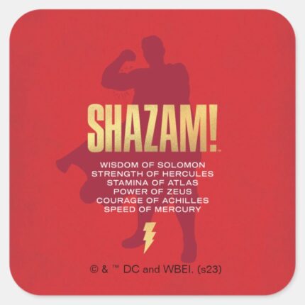 SHAZAM Fury Of The Gods Flexing Silhouette Square Sticker