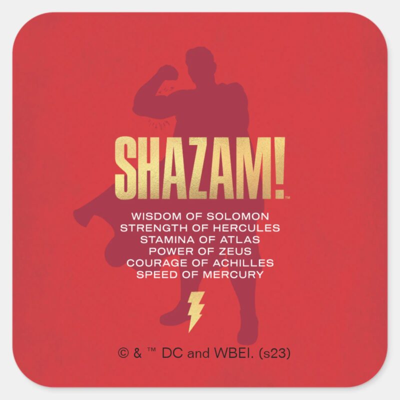 SHAZAM Fury Of The Gods Flexing Silhouette Square Sticker