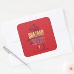 SHAZAM Fury Of The Gods Flexing Silhouette Square Sticker