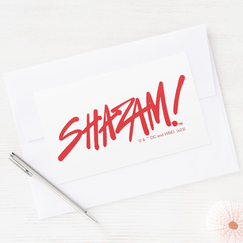 SHAZAM Fury Of The Gods Red Marker Logo Rectangular Sticker