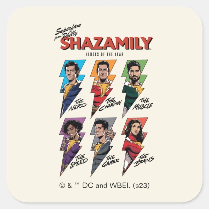 SHAZAM Fury Of The Gods SHAZAMily Comic Bolts Square Sticker