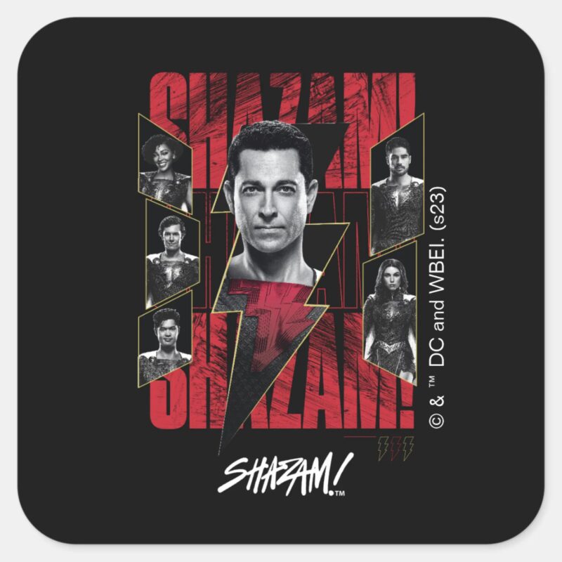 SHAZAM Fury Of The Gods SHAZAMily Group Square Sticker