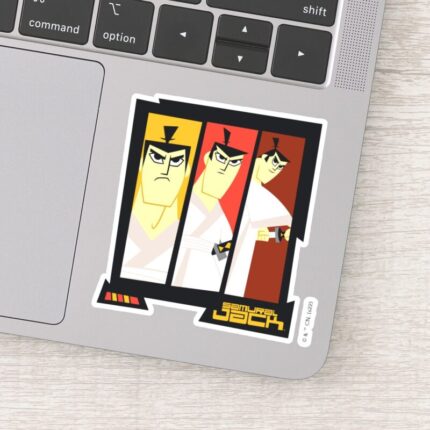 Samurai Jack Character Tri Panel Futuristic Frame Sticker