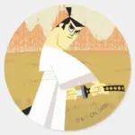 Samurai Jack Drawing Sword Classic Round Sticker