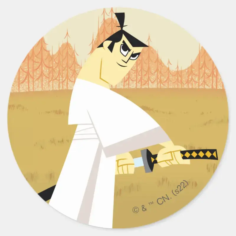 Samurai Jack Drawing Sword Classic Round Sticker