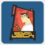 Samurai Jack Smiling Futuristic Frame Graphic Square Sticker