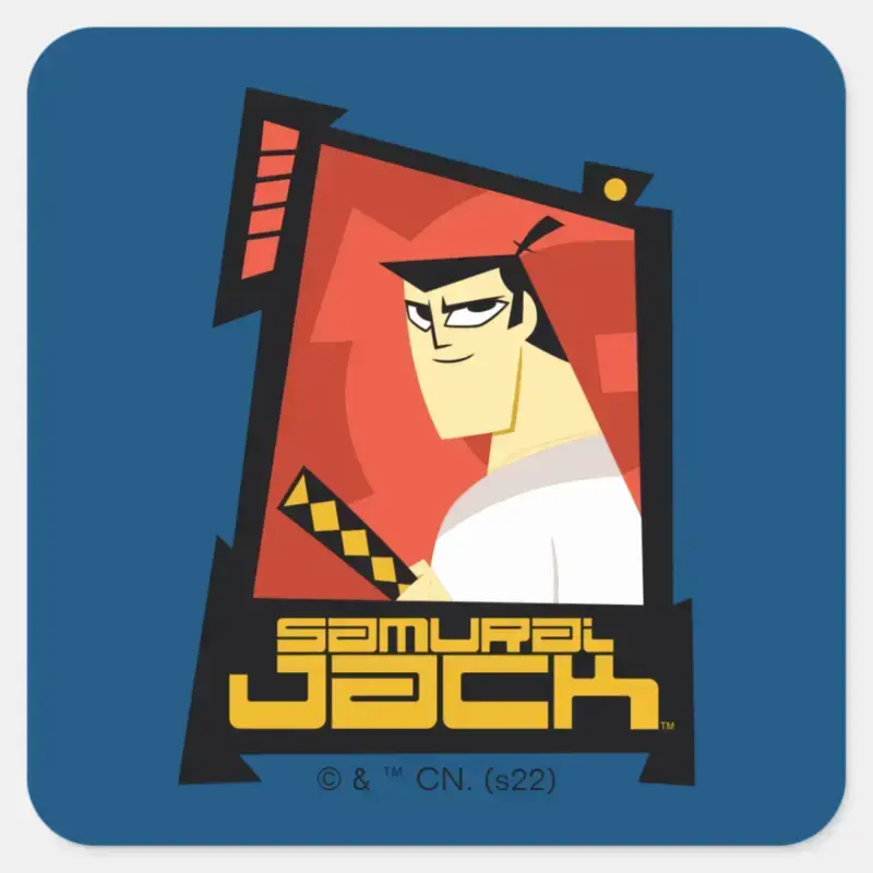 Samurai Jack Smiling Futuristic Frame Graphic Square Sticker