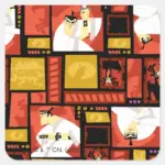 Samurai Jack Aku Character Art Panel Pattern Square Sticker