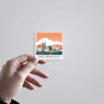 San Francisco Golden Gate Sunset Post Stamp Travels Stickers