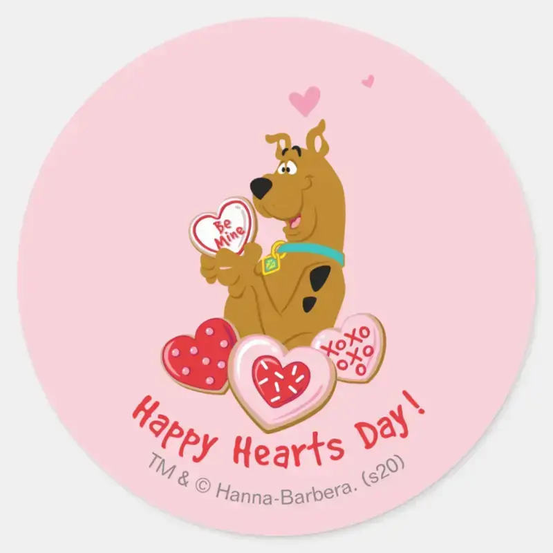 Scooby Doo Happy Hearts Day Classic Round Sticker