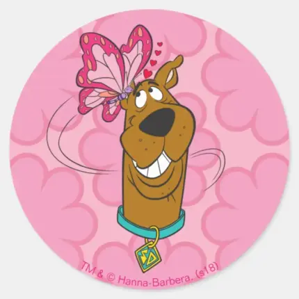 Scooby Doo Butterfly Kisses Classic Round Sticker