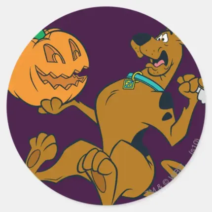 Scooby Doo Carving Pumpkin Classic Round Sticker