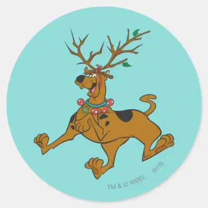 Scooby Doo Christmas Holiday Antlers Classic Round Sticker