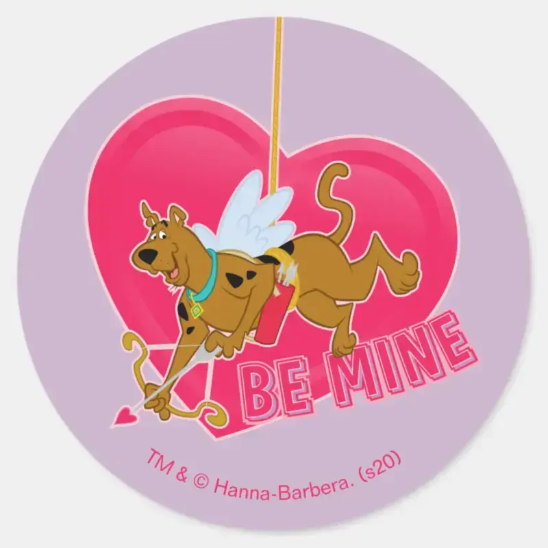 Scooby Doo Cupid Be Mine Classic Round Sticker