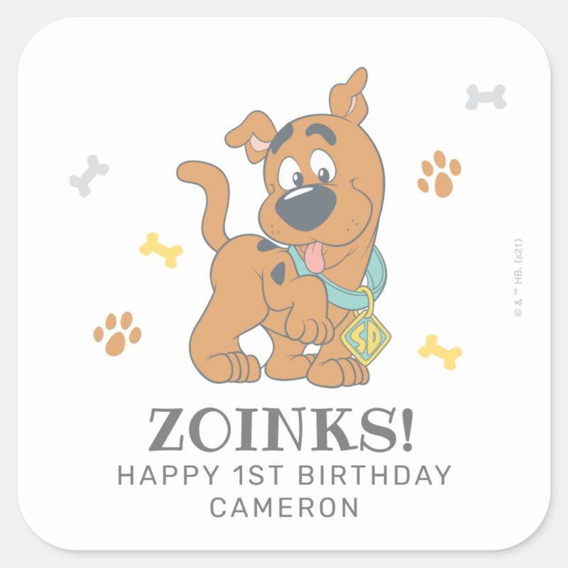 Scooby Doo First Birthday Square Sticker