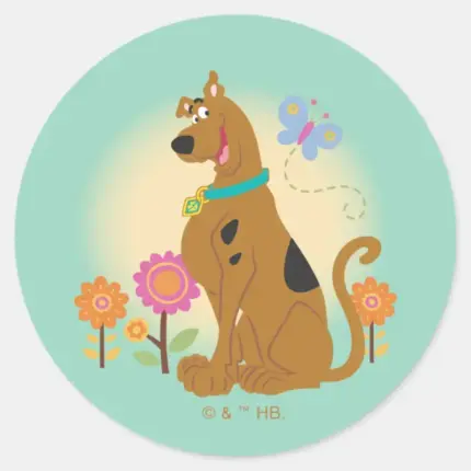 Scooby Doo Following Butterfly Classic Round Sticker