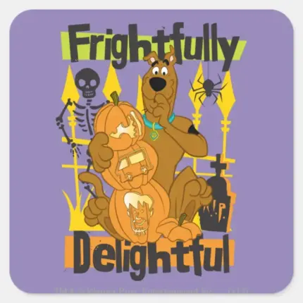 Scooby Doo Frightfully Delightful Square Sticker