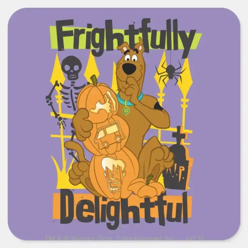 Scooby Doo Frightfully Delightful Square Sticker