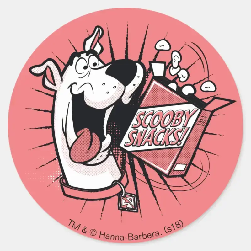 Scooby Doo Halftone Scooby Snacks Classic Round Sticker