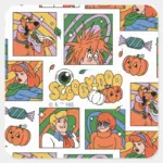 Scooby Doo Halloween Photos Pattern Square Sticker