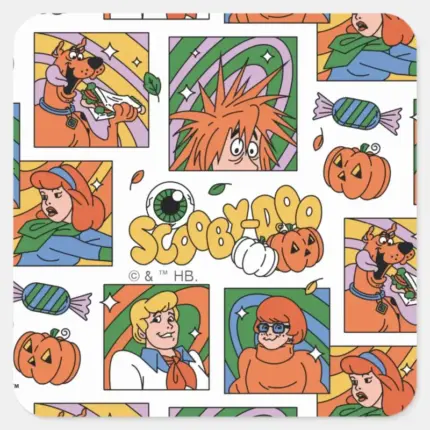 Scooby Doo Halloween Photos Pattern Square Sticker