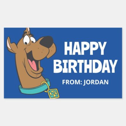 Scooby Doo Happy Face Happy Birthday Rectangular Sticker