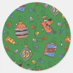Scooby Doo Holiday Snack Lights Pattern Classic Round Sticker