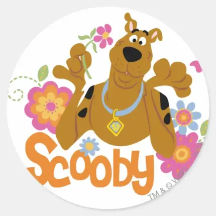 Scooby Doo In Flowers Classic Round Sticker
