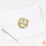 Scooby Doo Mystery Machine Flower Pattern Classic Round Sticker