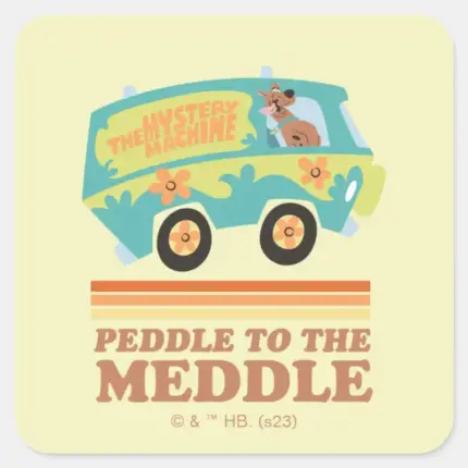 Scooby Doo Mystery Machine Peddle To The Meddle Square Sticker