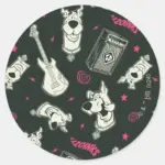Scooby Doo Punk Guitar And Amp Pattern Classic Round Sticker