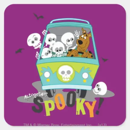 Scooby Doo Spooky Mystery Machine Square Sticker