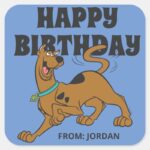 Scooby Doo Tail Wag Happy Birthday Square Sticker