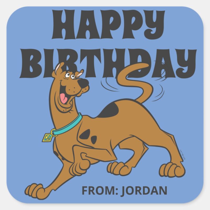 Scooby Doo Tail Wag Happy Birthday Square Sticker