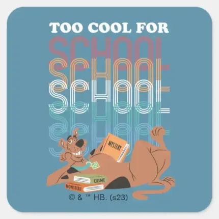 Scooby Doo Too Cool For School Square Sticker