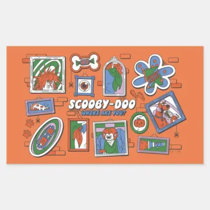 Scooby Doo Wall Of Halloween Picture Frames Rectangular Sticker