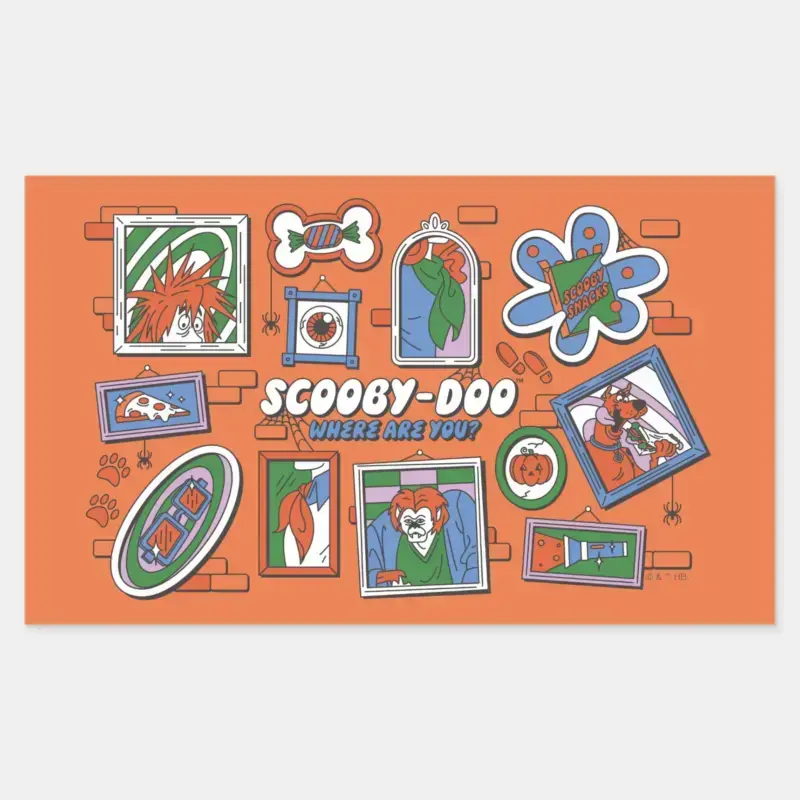 Scooby Doo Wall Of Halloween Picture Frames Rectangular Sticker
