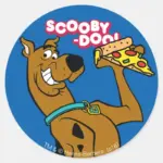 Scooby Doo With Pizza Slice Classic Round Sticker