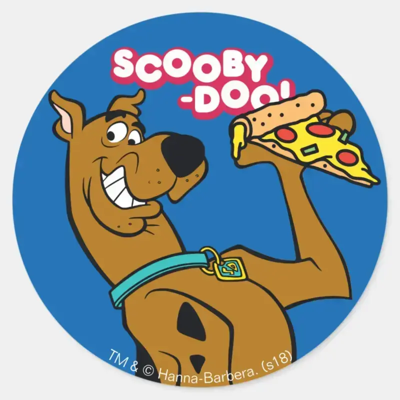 Scooby Doo With Pizza Slice Classic Round Sticker