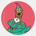 Scooby Doo Wrapped In Wreaths Classic Round Sticker