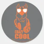 Scooby Doo Crazy Cool Headphone Graphic Classic Round Sticker