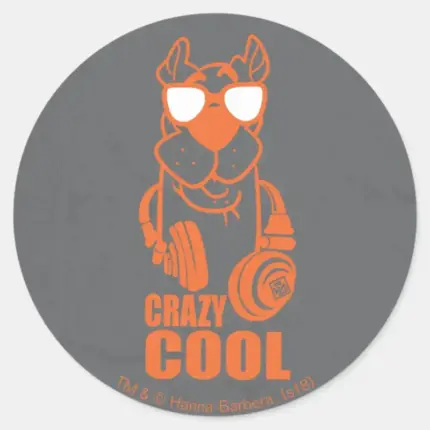 Scooby Doo Crazy Cool Headphone Graphic Classic Round Sticker