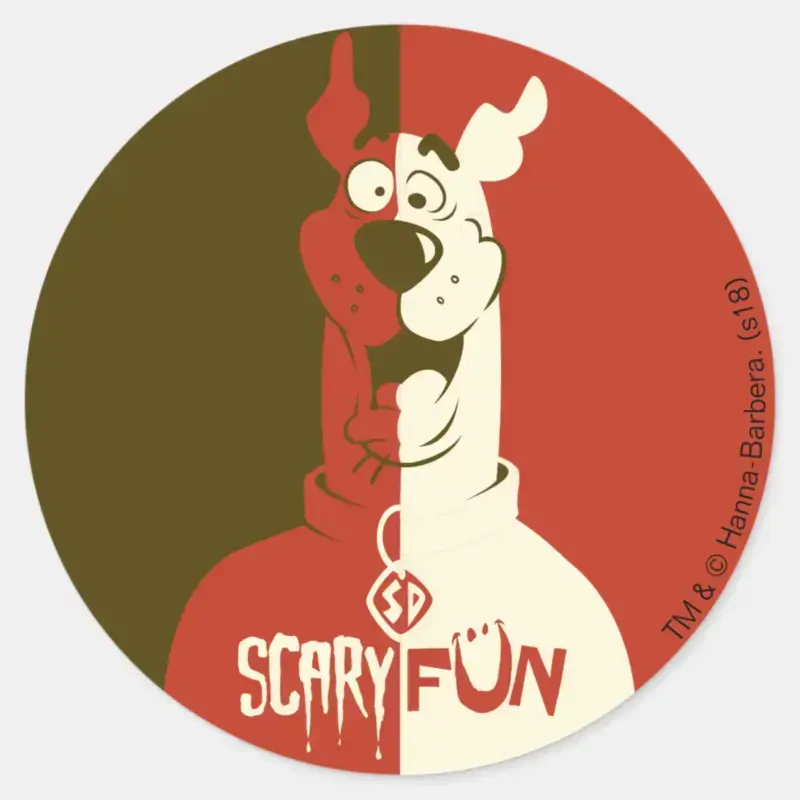 Scooby Doo Scary Fun Classic Round Sticker Scooby Doo Scary Fun Classic Round Sticker
