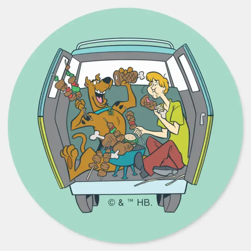 Scooby Doo Shaggy In Mystery Machine Classic Round Sticker