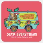 Scooby Doo Shaggy In The Holiday Mystery Machine Square Sticker