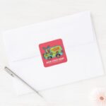 Scooby Doo Shaggy In The Holiday Mystery Machine Square Sticker