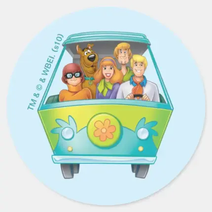 Scooby Doo The Gang Mystery Machine Airbrush Classic Round Sticker