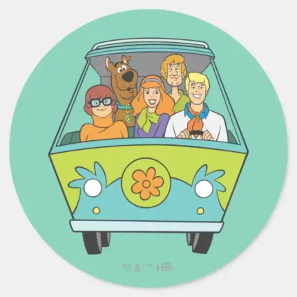 Scooby Doo The Gang Mystery Machine Classic Round Sticker