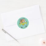 Scooby Doo The Gang Mystery Machine Classic Round Sticker